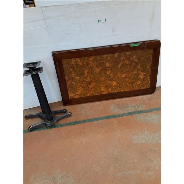 *Wooden Table with Metal Legs and Leaf Inlay 30" x 53 1/2" x 29 1/2" No Shipping