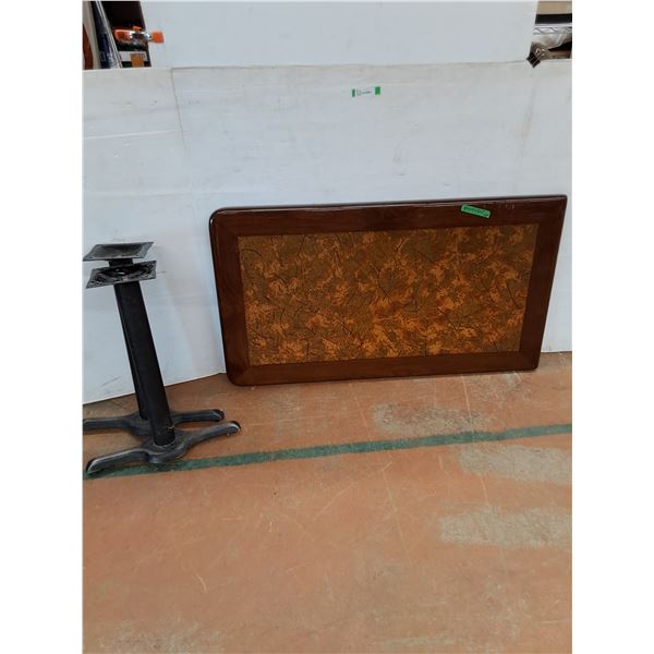 *Wooden Table with Metal Legs and Leaf Inlay 30" x 53 1/2" x 29 1/2" No Shipping