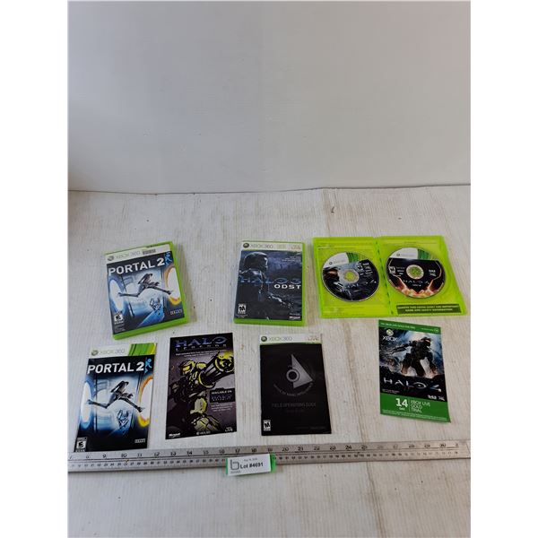 (3) XBox 360 Games With Manuals and XBox Live Trial, Halo 3 ODST, Halo 4, Portal 2 All NTSC