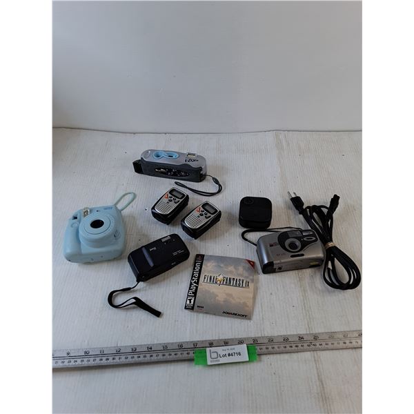 (4) Picture Cameras, (1) Blink Camera, (2) AudioVox Radio All Untested, Final Fantasy IX Manual