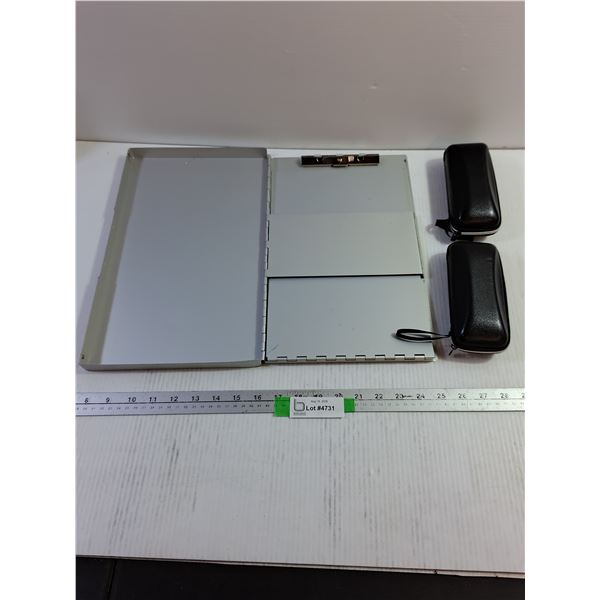 Clipboard Paper Organizer & (2) Glasses Cases