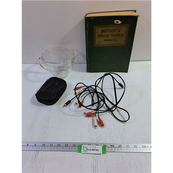 Motor's Truck Repair Manual, Remington Case, Electrical Cords, Measuring Glass