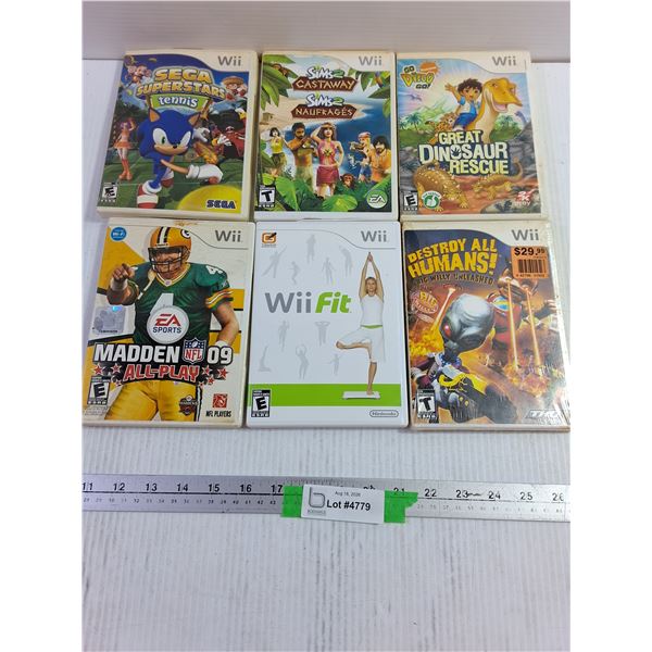 Assorted WII Video Games - Madden 09, SEGA Superstars Tennis, WiiFit