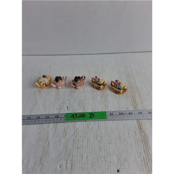 (5) Red Rose Teapot Figures