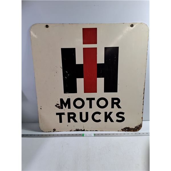 Vintage Metal Double Sided International Harvester Dealership Sign- 28"x28"