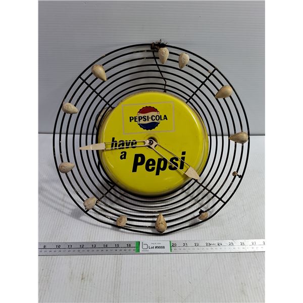 Vintage Pepsi-Cola "Teardrop" Sunburst Wall Clock-unknown if working-as is