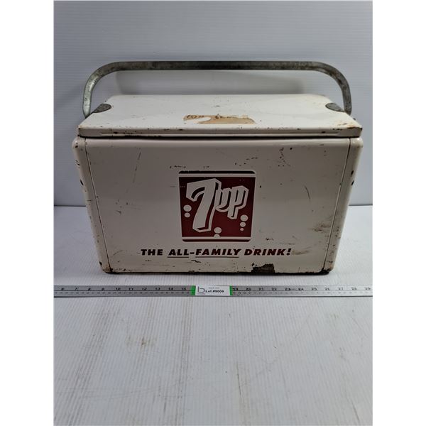 Vintage 1950's 7-UP Cooler Featuring Embossed "The All-Family Drink" Logo-19"x12"x9.5"
