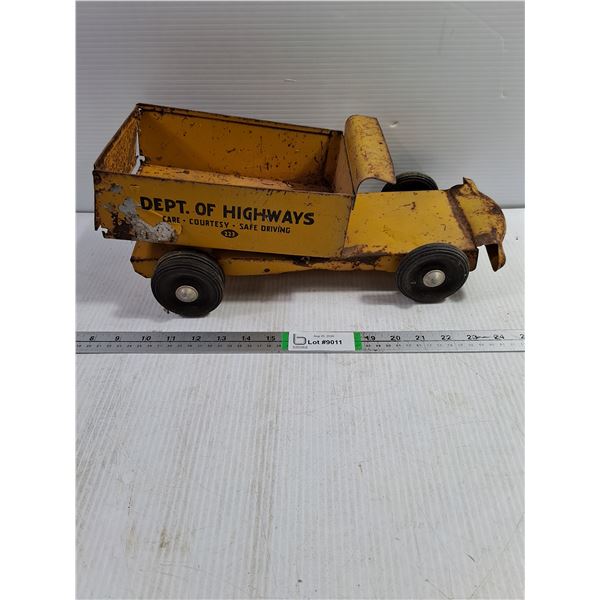 Vintage Minnitoy "Dept. of Highways" Dump Truck-missing cab