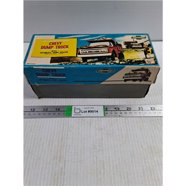 Vintage Chevrolet Dump Truck with Dump Releasae-Friction Toy in Original Box