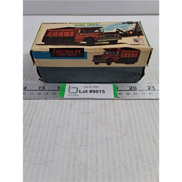 Vintage Asahi Tin Toy Chevrolet Dump Truck in Original Box-5" long
