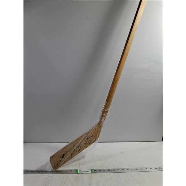 Wood Hockey Stick with Autographs of Gilbert Perreault,Rick Martin,Rene Robert-cannot authenticate