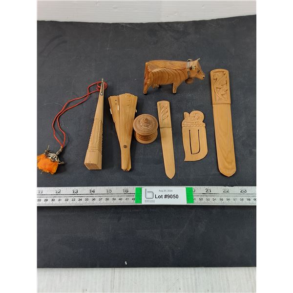 Wooden Ox,Container,Letter openers,(2) Fans and Bookmark