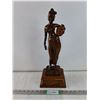 Image 1 : Vintage Hand Carved Indian Woman-18.5"Tallx4.25" Wide-from Banglagore,made from Rosewood