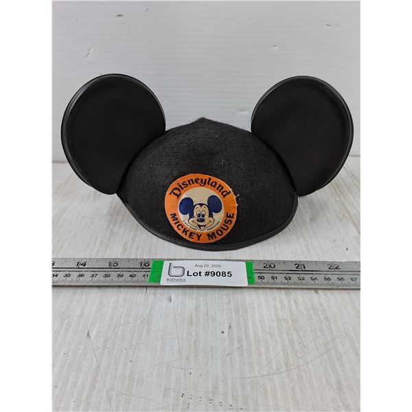 Vintage Black Felt Disneyland Mickey Mouse Ear Hat