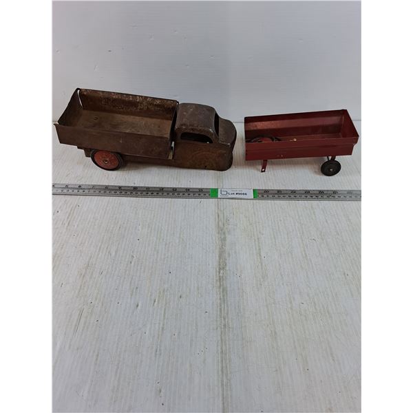 (2) Vintage Metal Toys-Grain Truck and Trailer