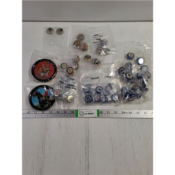Assorted Bottle Cap Collection and Vintage Coasters