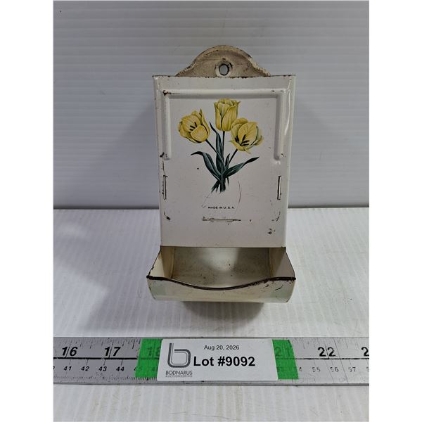 Vintage Match Box Holder with Tulip Design