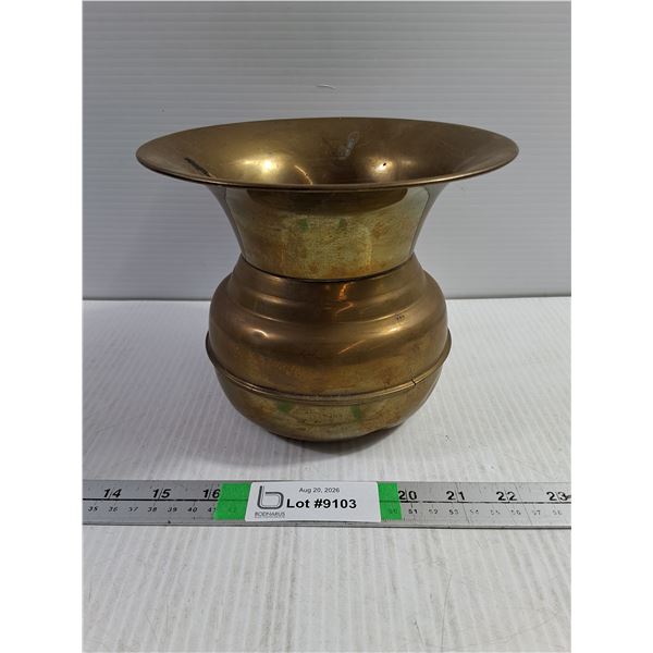 (1) Vintage Brass Spittoon with Flared Rim