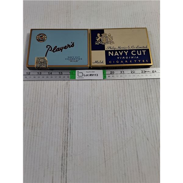 (2) Vintage Cigarette Tins-Player's and Philip Morris& Co.