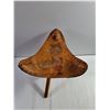 Image 5 : Vintage Hand Tooled Leather Tripod Stool Featuring a Hand Painted Cat on the Seat