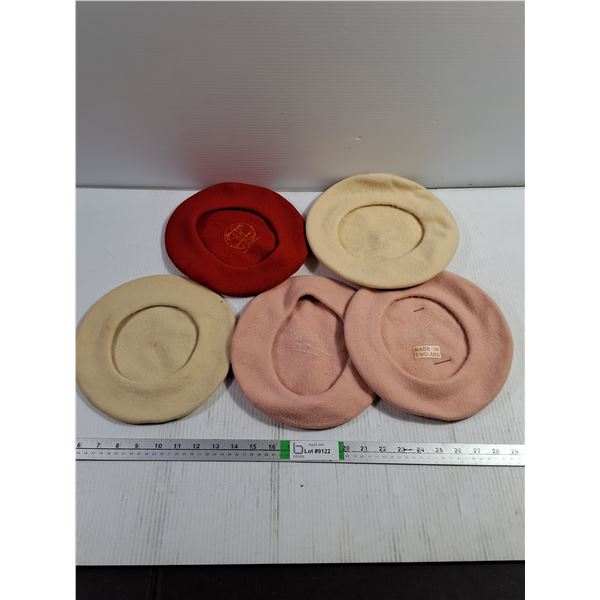 (5) Kangol Wool Berets-100% Wool-Made in England
