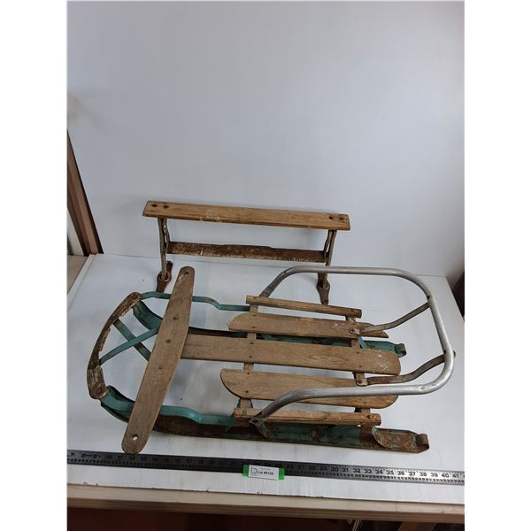 Vintage Child's Toboggan - 32" x 21", Boot Scraper - 23" x 11" - Cannot Ship