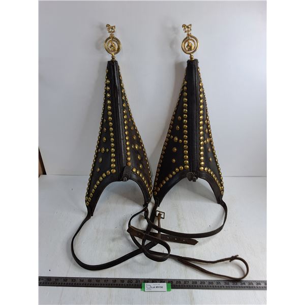 Pair of Vintage Brass Studded Leather Scotch Tops
