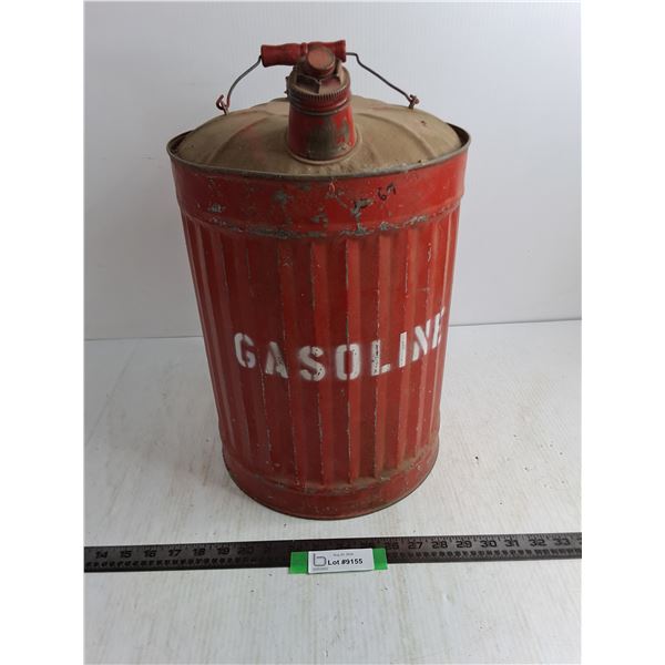 Vintage Metal Gasoline Can - 17" High x 11" Diameter, Pickup Only