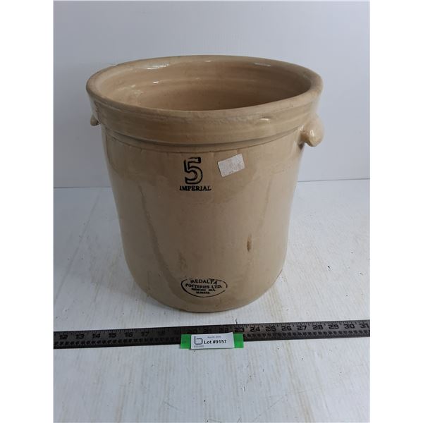 Medalta #5 Stoneware Crock - 14" High x 12" Diameter - Pickup Only