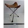 Image 1 : Vintage 3-Legged Metal Stool w/Leather Seat featuring Dogs