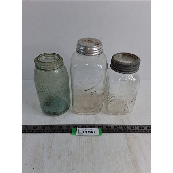 (3) Vintage Glass Sealer Bottles