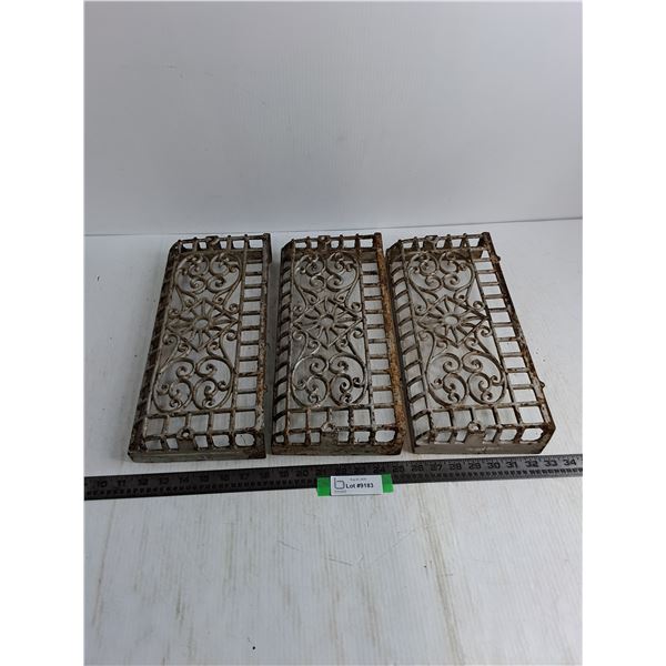 (3) Vintage Cast Iron Floor Grates - 15" x 7"