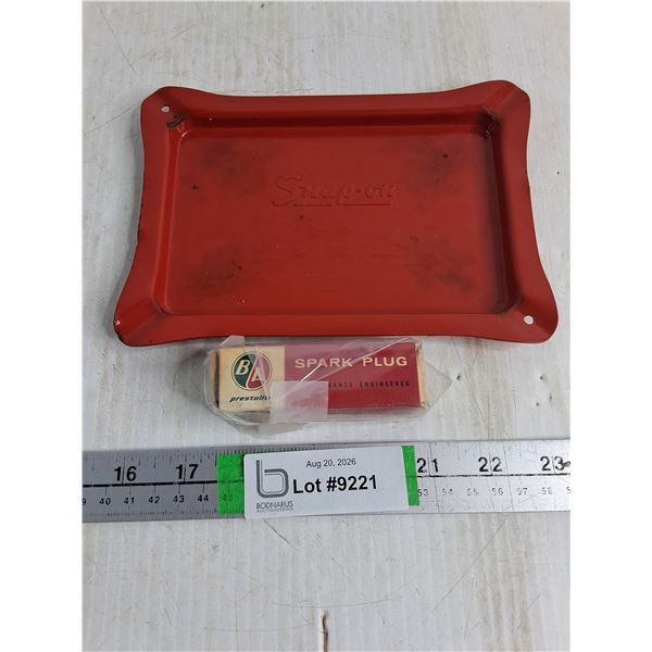 Vintage Red Metal Snap-On Tool Tray and B/A Spark Plug Box (empty)