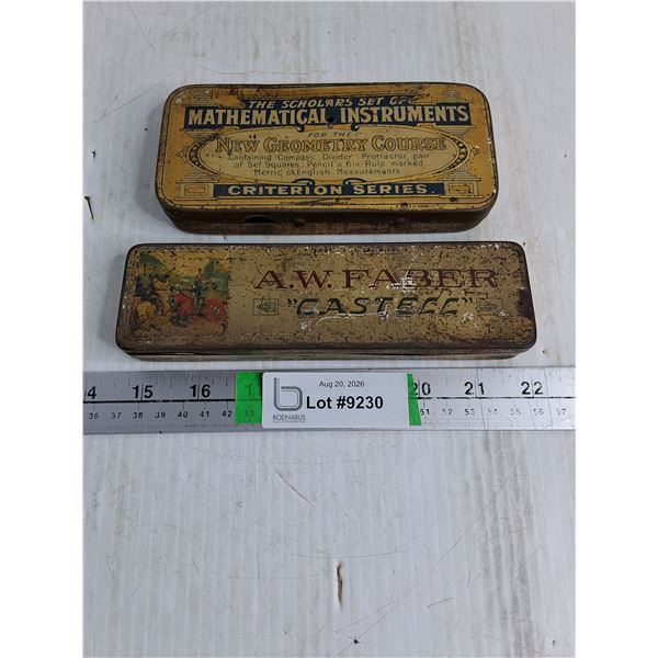 (2) Partial Vintage Mathematical Instrument Tins