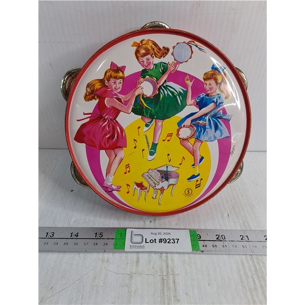 Vintage Tin Litho Children's Toy Tambourine