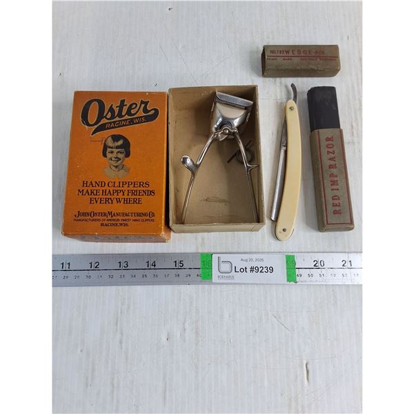 Vintage Hand Clippers and Straight Razor