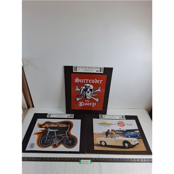 (3) Metal Wall Art Signs - 16" x 12.5"