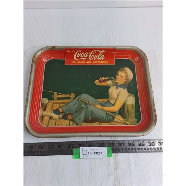 Vintage Coca-Cola Metal Serving Tray - 10" x 13"