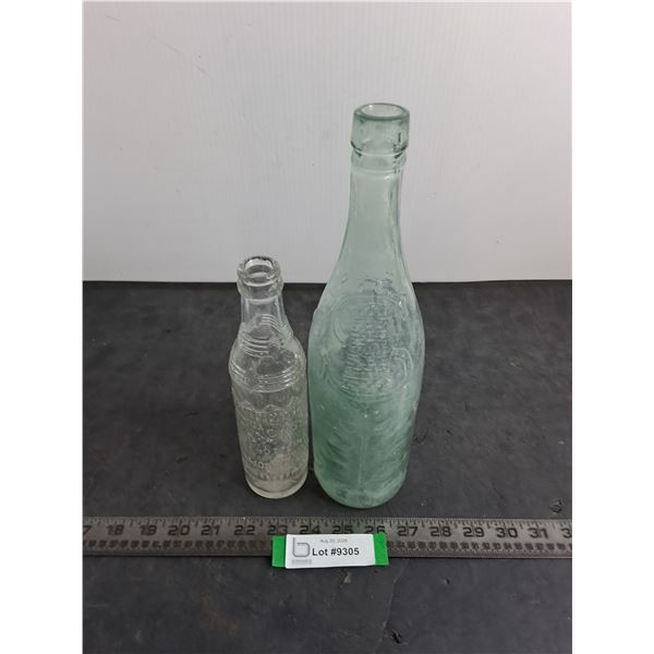 (2) Vintage Glass Bottles - Stower's & Jackson