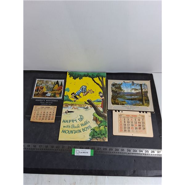 (3) Old Wall Calendars from 1958, 74, 79