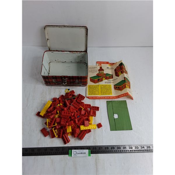 Vintage "Reliable Plastics" Easylock Building Block Set, Tartan Lunch Kit