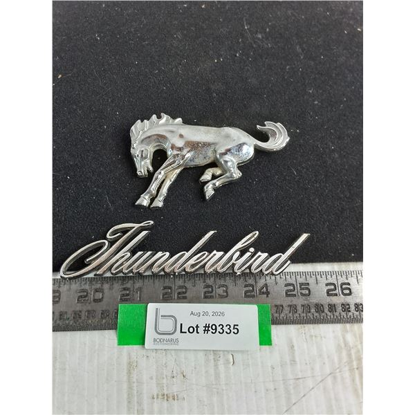 (2) Ford Car Emblems - Mustang & Thunderbird