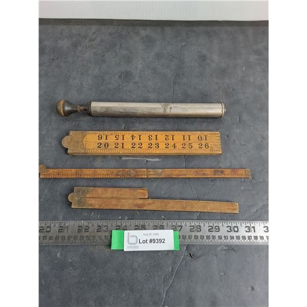 Antique Rulers & Lantern Air Pump