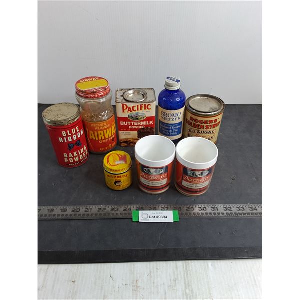 Assorted Vintage Product Containers, Amway Mugs
