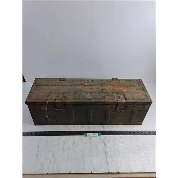 Metal WW2 Military Ammunition Box - 28x9x9" - Some Rust, Hard to Open