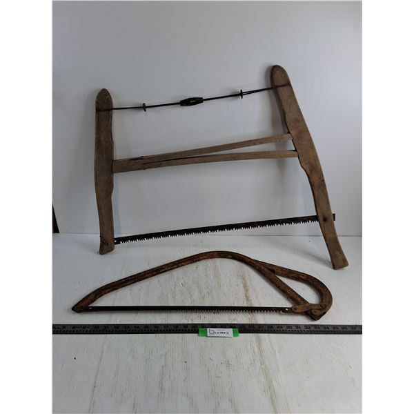 Antique 33" Buck Saw, Vintage 29" Bow Saw - Pickup Only