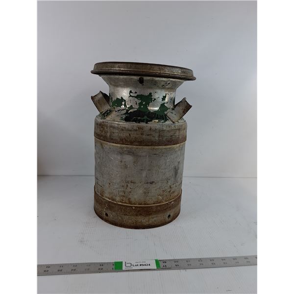 Vintage Galvanized Metal Cream Can 11"x16.5" ( as is cannot ship)