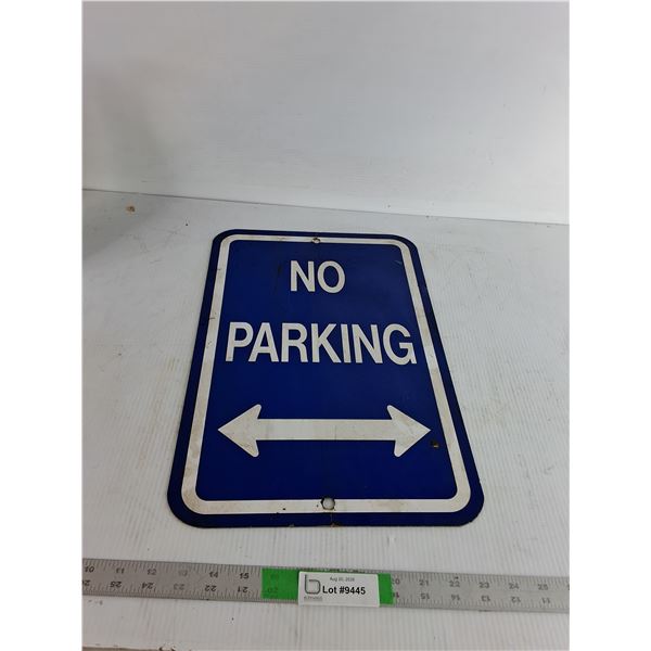 Blue Vintage No Parking Sign 18"x12" ( as is, cannot ship)