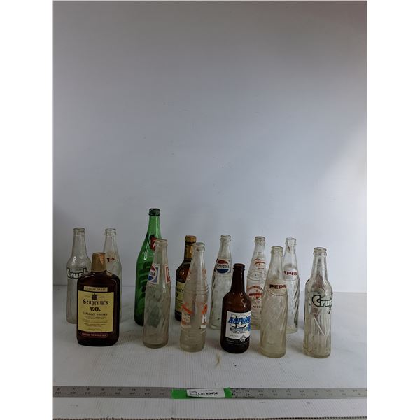 Vintage Glass Bottles Up To 12" ( cannot ship, as is)