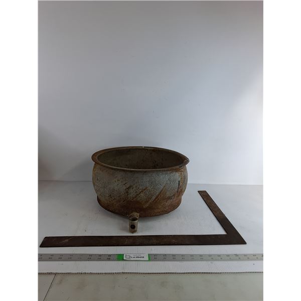 Vintage Zinc Cream Separator Bowl 15"x8", Metal Square (cannot ship, as is)